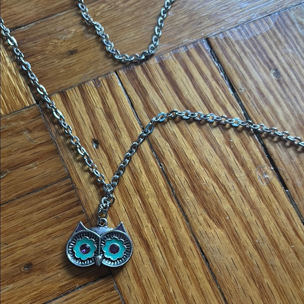 Silver Owl Pendant Necklace